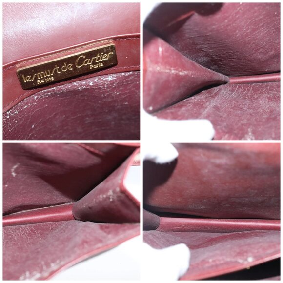 CARTIER Must Line Shoulder Bag Leather Bordeaux Gold Auth mr733 - Picture 15 of 16